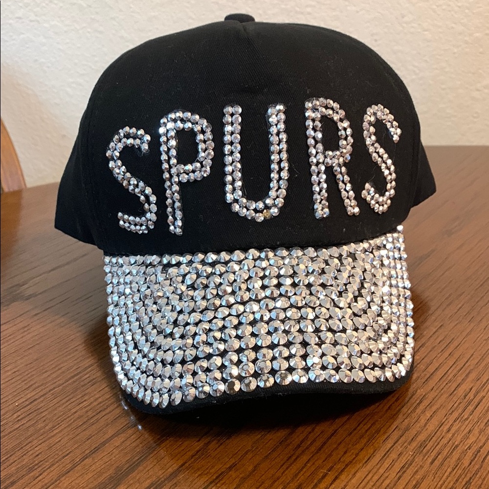 Spurs Cap - Black and Silver Rhinestones